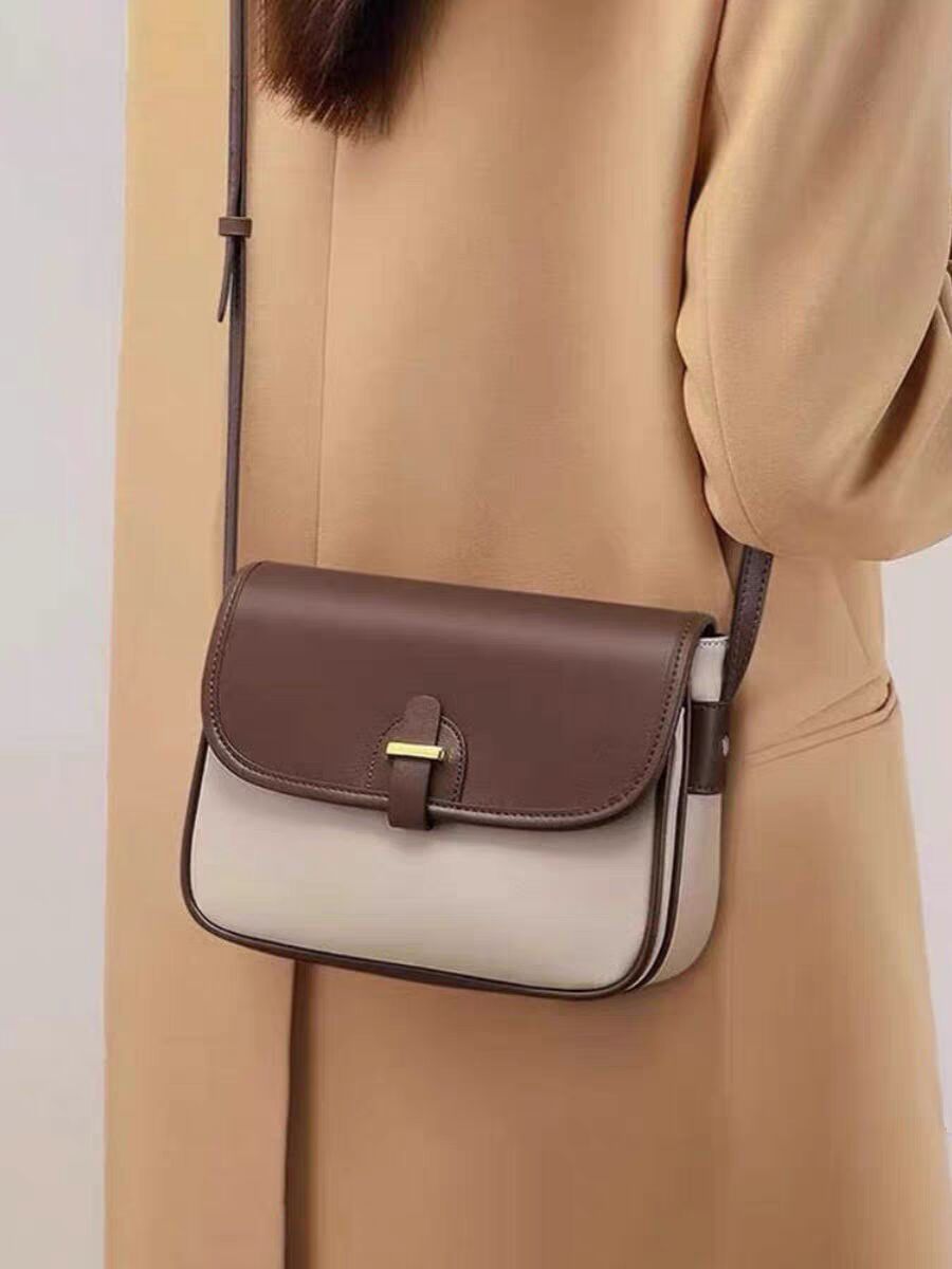 Contrast color commuter crossbody bag women, summer small square bag, simple and versatile shoulder crossbody bag