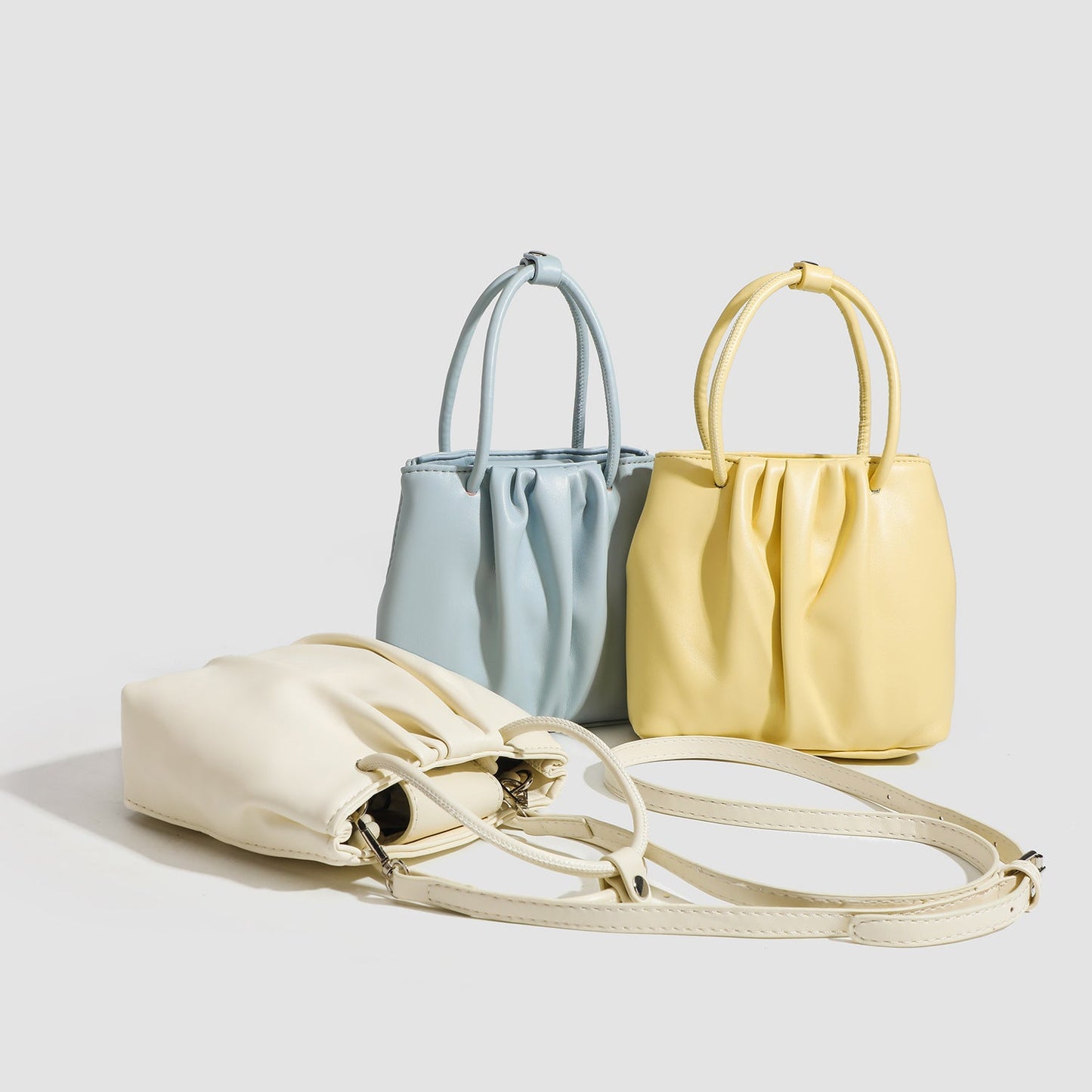 Square pleated versatile bag, bag women's fashion women's tote bag, portable casual shoulder bag