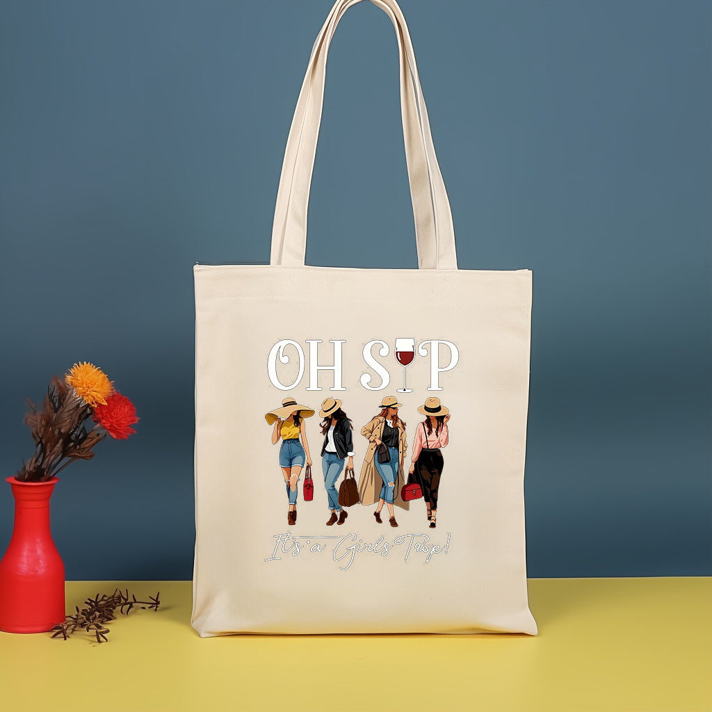 Canvas printed shoulder bag, fashionable and lightweight shopping bag, large-capacity cotton bag 2pcs hobo.