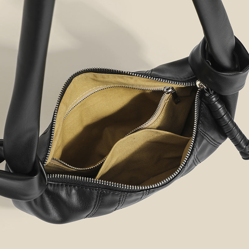 Women small crossbody design bag, women's autumn and winter fashion women's bag, croissant texture shoulder bag, crossbody armpit bag