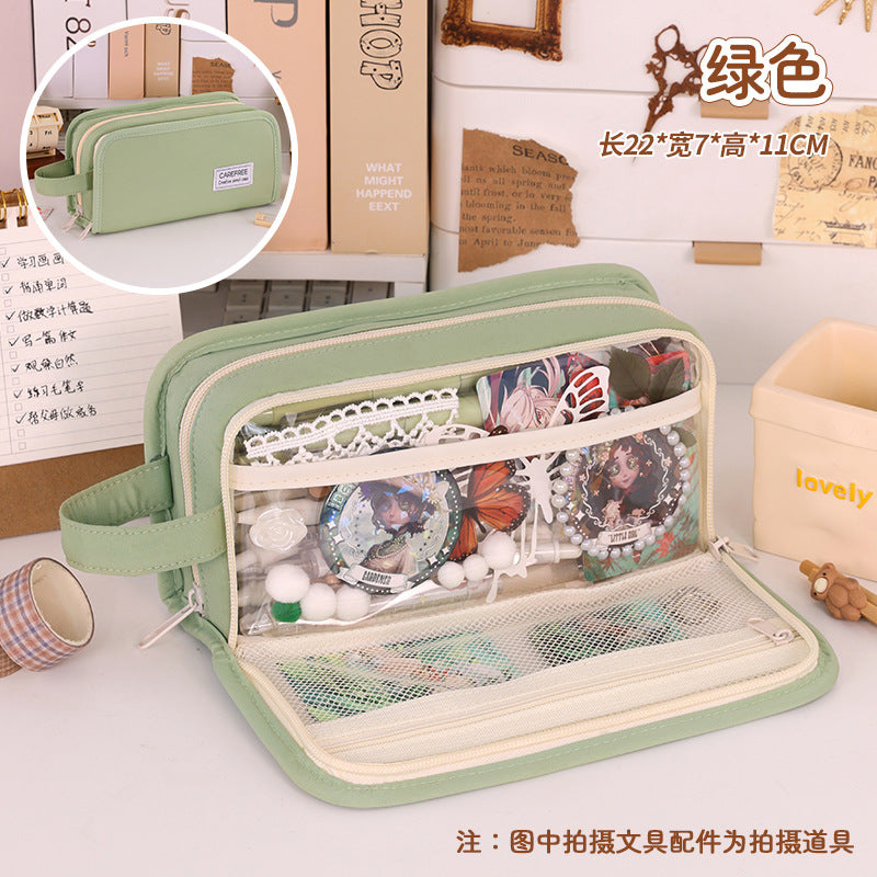 Simple Pencil Case Large Capacity – Dirt-Resistant Transparent Stationery Box for Primary School Students, Ideal Pencil Case