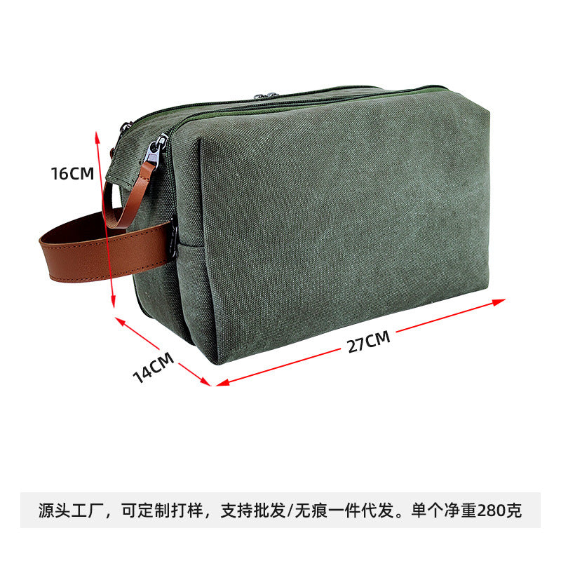 Large Capacity Men's Canvas Wash Bag – Durable Razor Storage & Cosmetic Bag with Ample Space for Travel Essentials