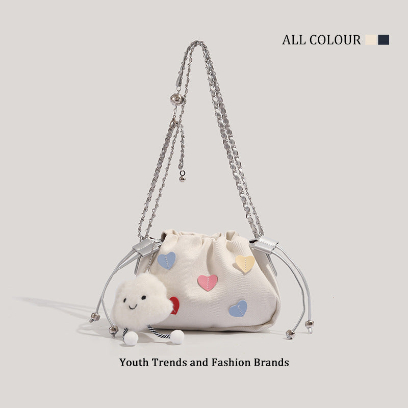 Folded bag female, autumn and winter fashion design chain Crossbody bag, cute small crossbody purse