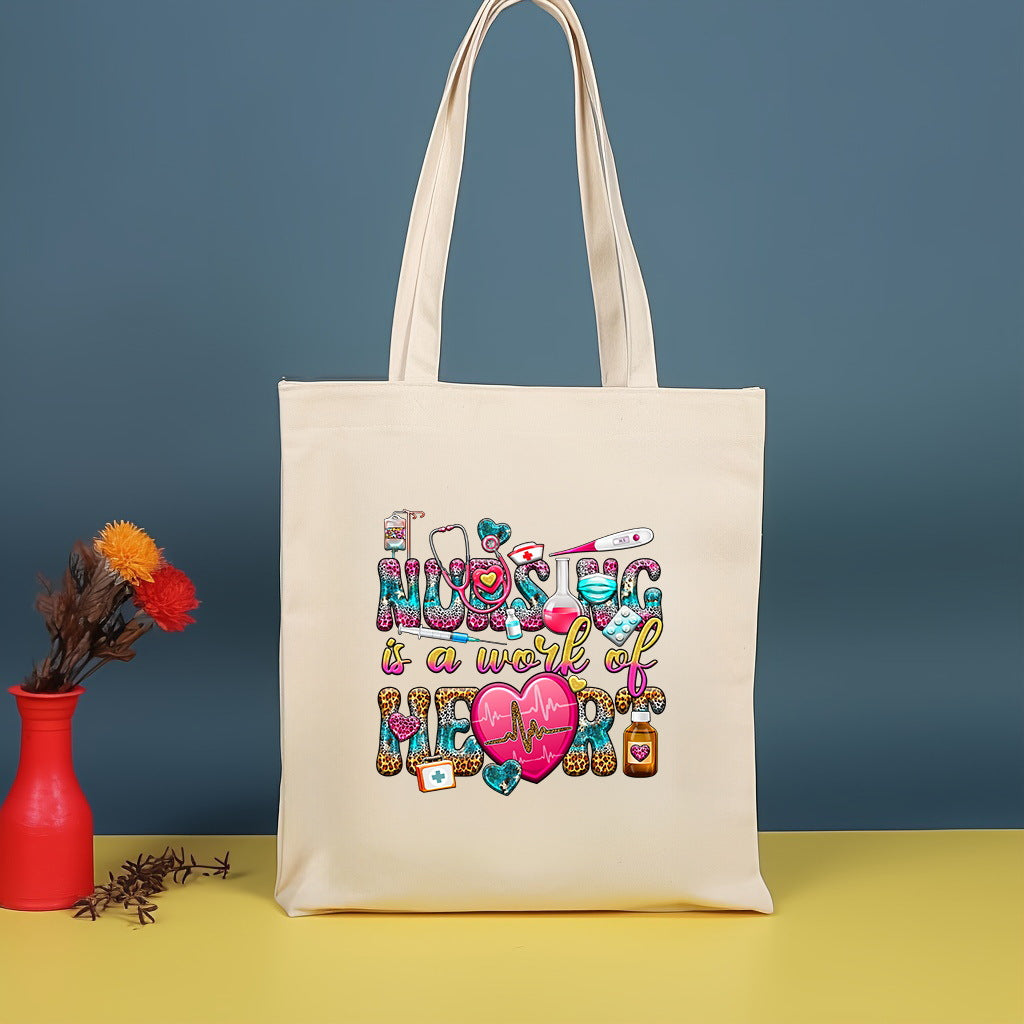 Canvas printed shoulder bag, fashionable and lightweight shopping bag, large-capacity cotton bag 2pcs hobo.