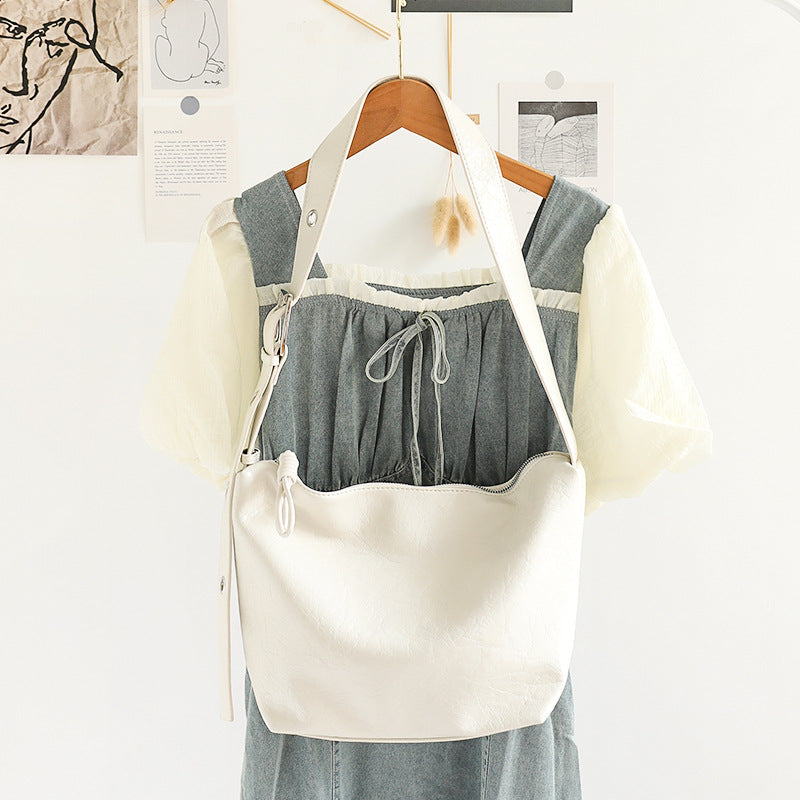 Casual Retro Small Square Bag for Women – Soft Texture PU Wide Shoulder Strap Crossbody Hobo Bag