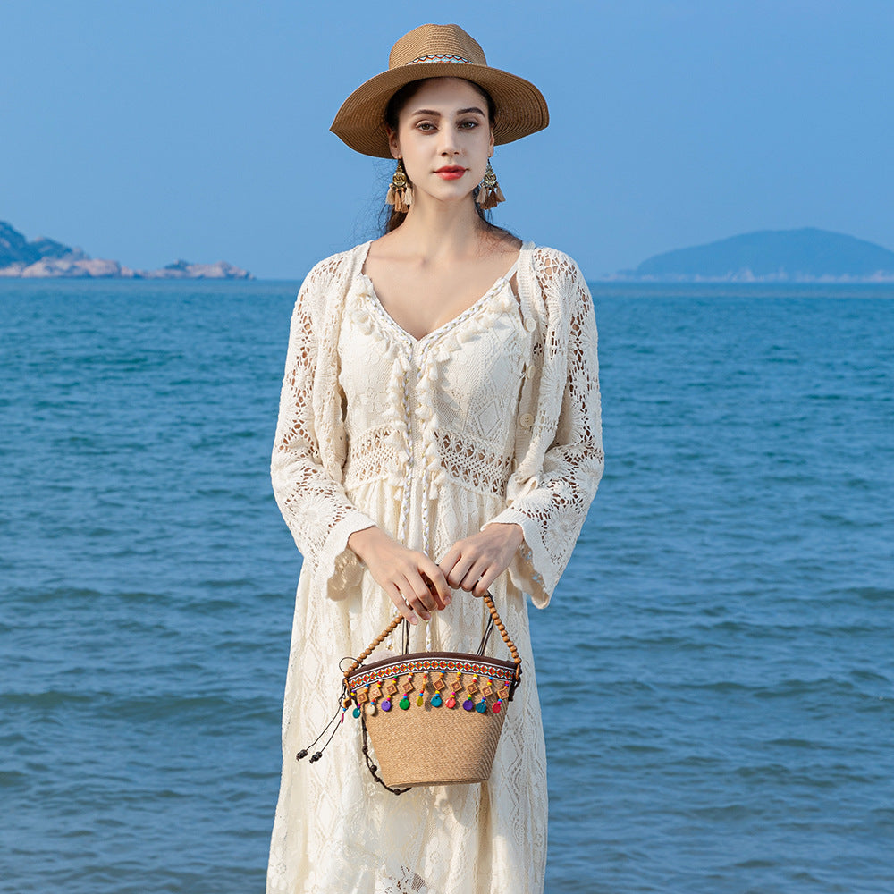 Holiday small straw bag, shoulder bag women's beach bag, small woven bag large capacity handbag hobo