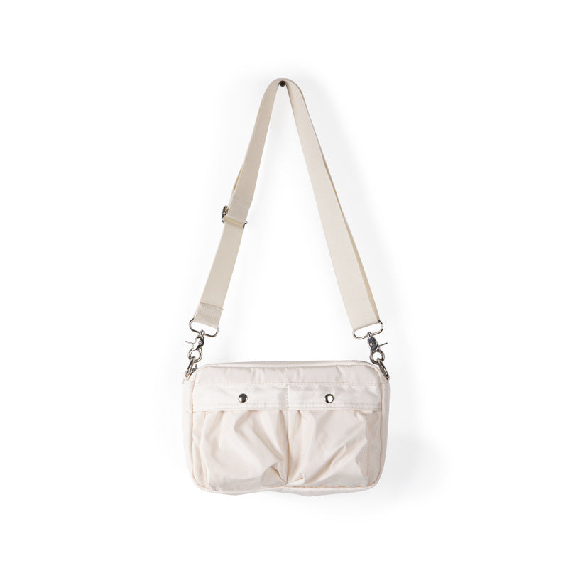 Women's bag simple tooling shoulder Crossbody bag, small pleated stylish casual nylon bag, small square purse