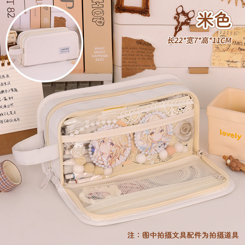 Simple Pencil Case Large Capacity – Dirt-Resistant Transparent Stationery Box for Primary School Students, Ideal Pencil Case