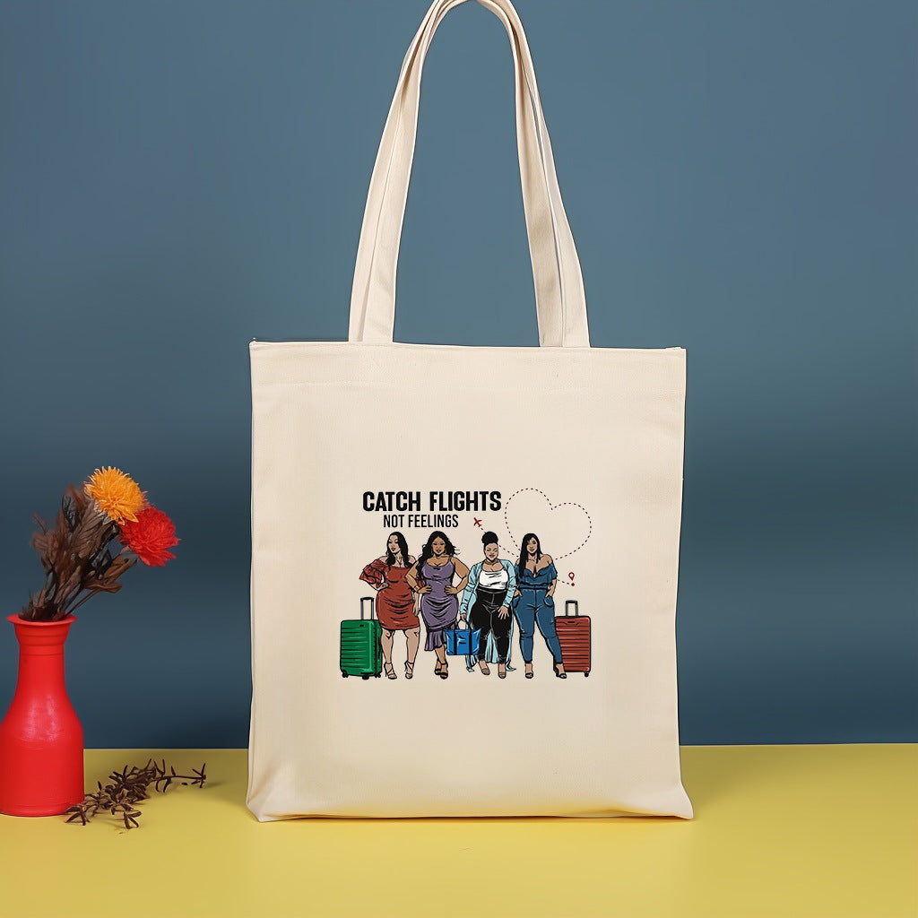 Canvas printed shoulder bag, fashionable and lightweight shopping bag, large-capacity cotton bag 2pcs hobo.