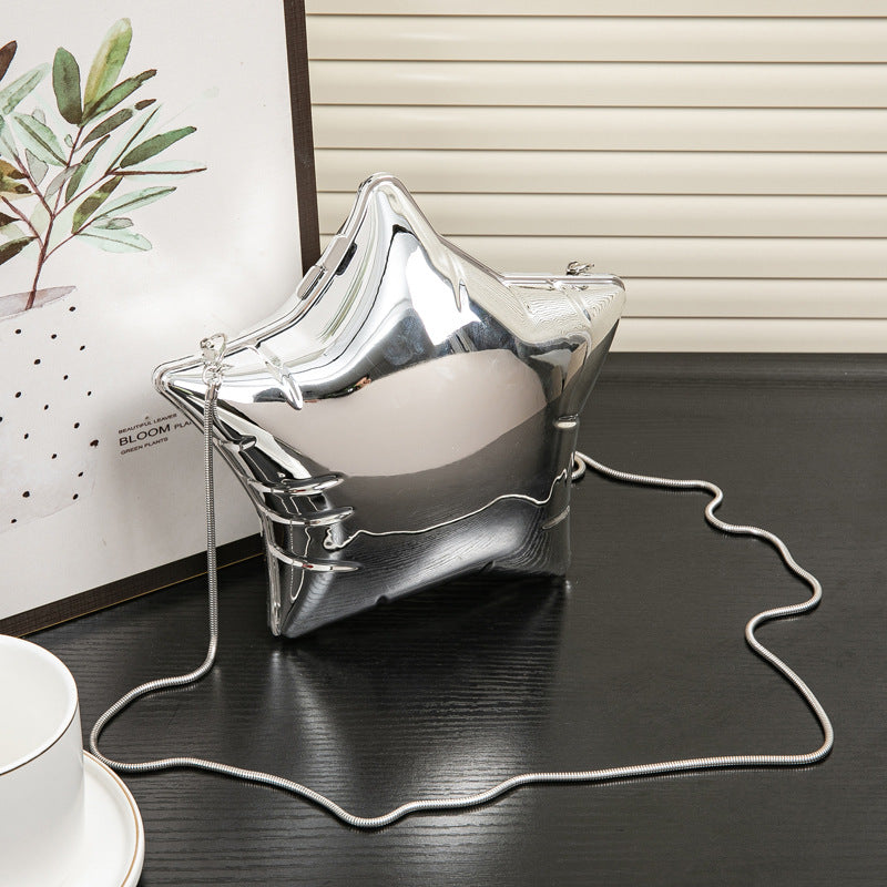 Silver Pentagram Chain evening Bag, Acrylic Mini Change, Key Lipstick Purse, Crossbody Prom Bag, Party Purse, Prom Bags Clutch, Wedding Purse