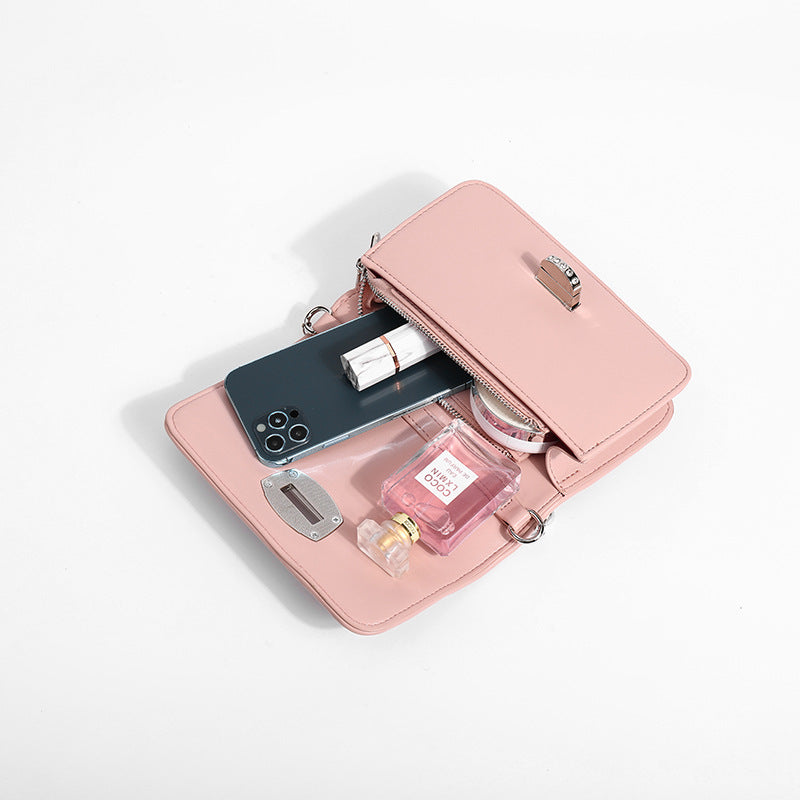 Simple female bag trendy embroidery purse with diamond chain single shoulder purse crossbody