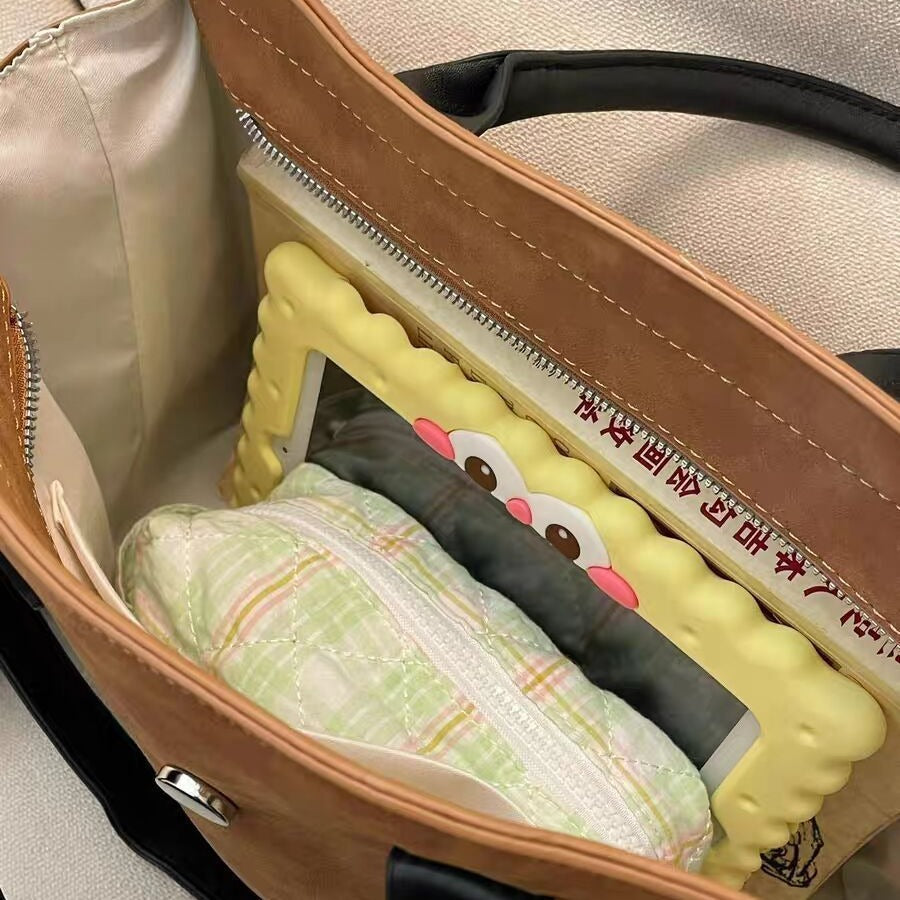 Large tote bag, matte suede tote bag, top handle bag, commuter shoulder bag