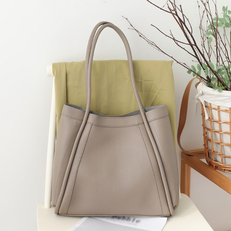 Elegant Large Capacity Tote Bag for Females - Retro Soft PU Shoulder Bucket Bag, Textured Hobo Bag 2 in 1