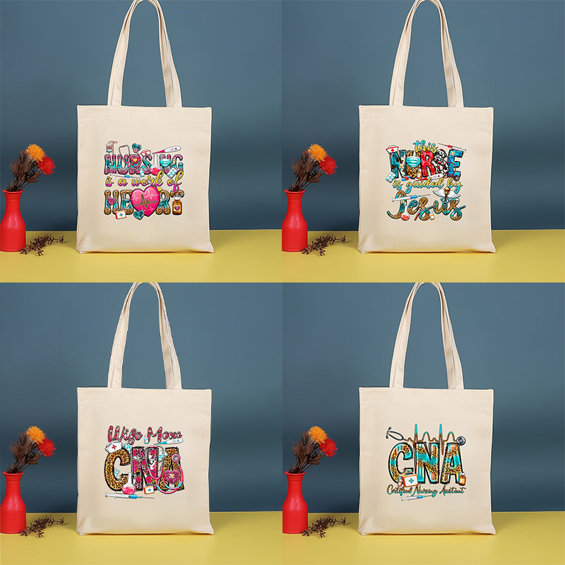 Canvas printed shoulder bag, fashionable and lightweight shopping bag, large-capacity cotton bag 2pcs hobo.