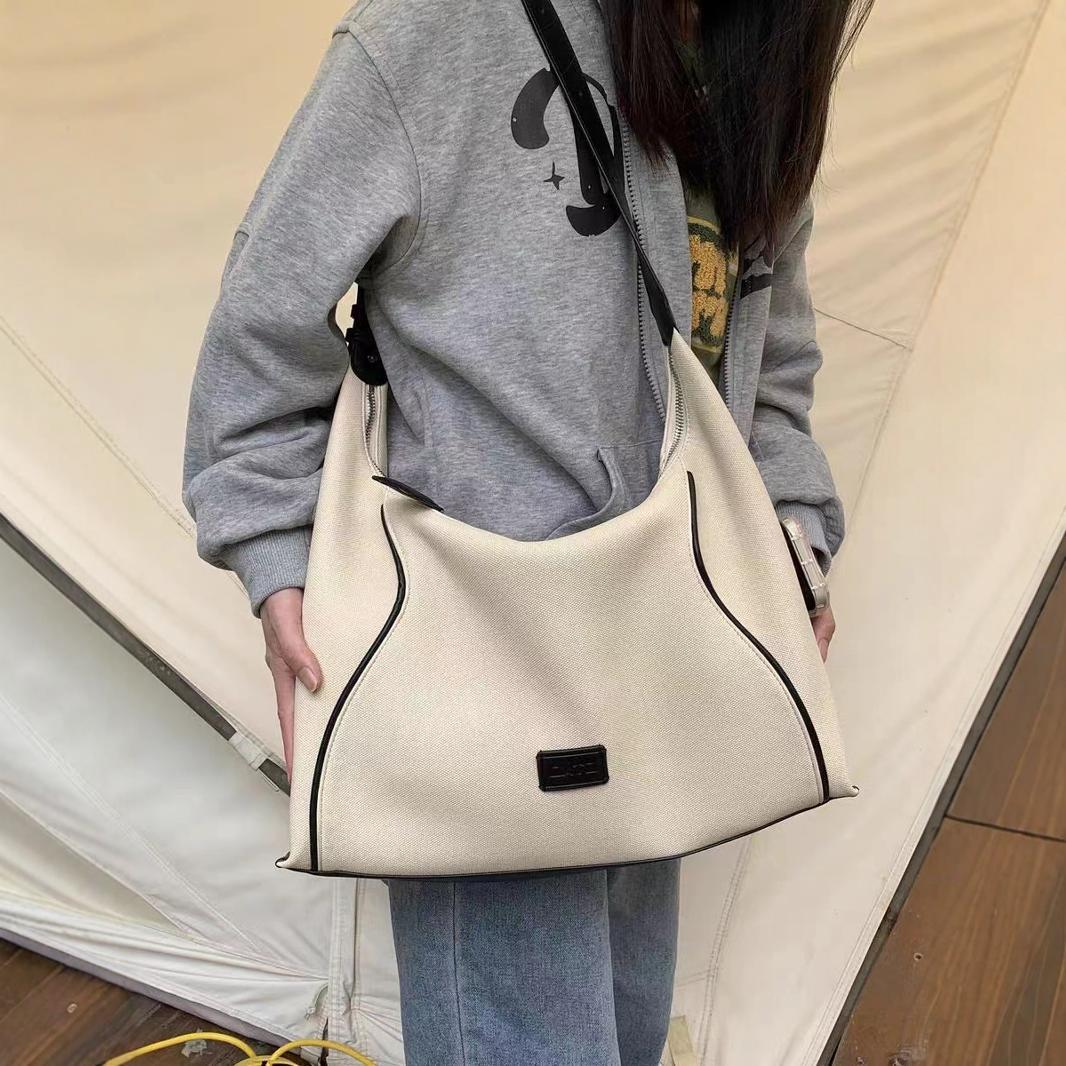 Hobo bag for women, Canvas underarm bag, Hobo shoulder bag, Large capacity commuter bag