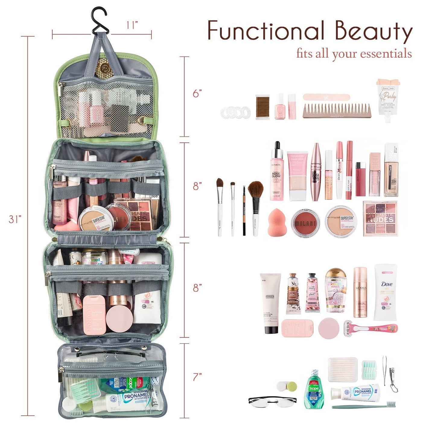 Toiletry Bag, Waterproof Wash Bag, Cosmetic Bag, Wash Bag Storage Bag Strap Hook, Toiletry Travel Bag,