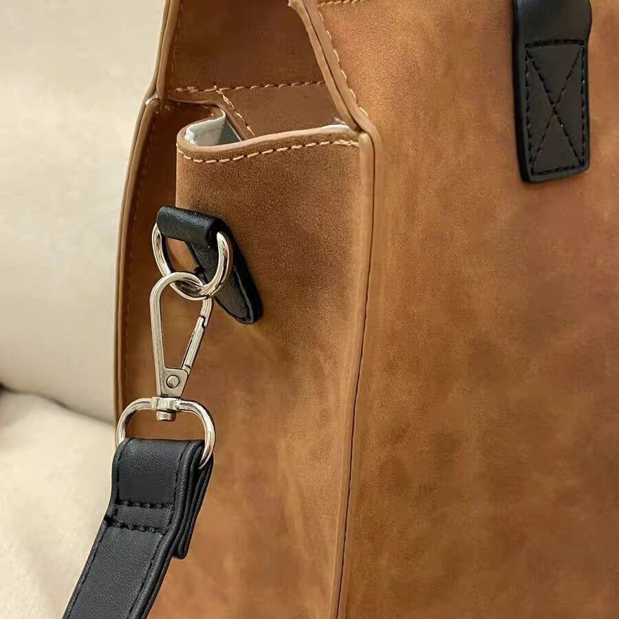 Large tote bag, matte suede tote bag, top handle bag, commuter shoulder bag