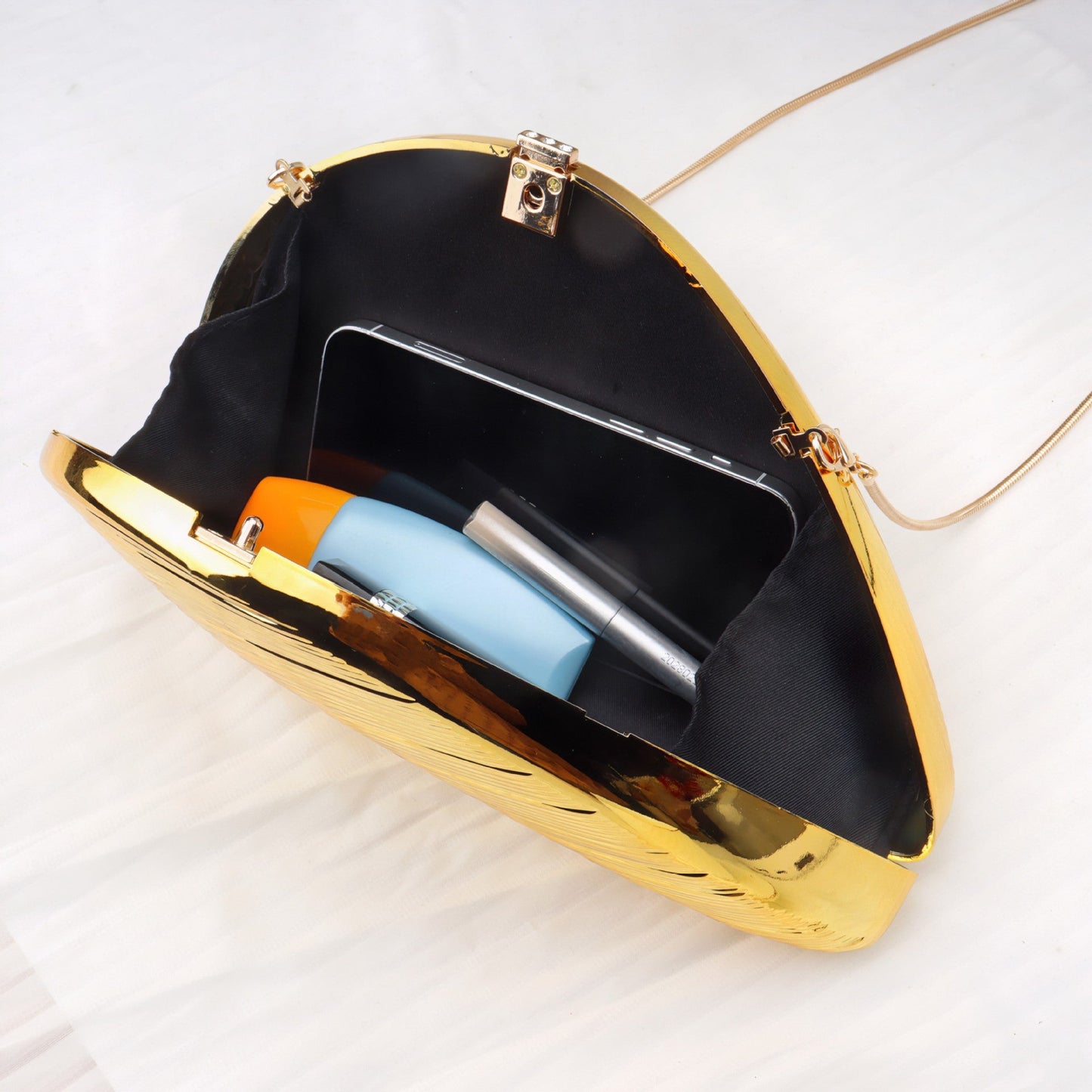 Gold Neocrylic Dinner Bag Shell Dinner Bag Crossbody Chain Shinny evening Clutch Purse Party, Prom Bag, Party Purse, Prom Bags Clutch,