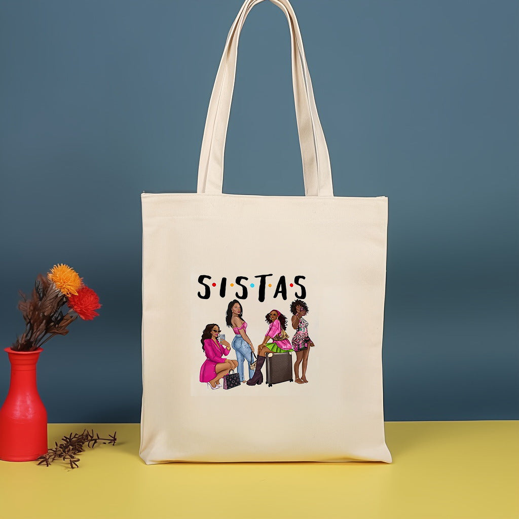 Canvas printed shoulder bag, fashionable and lightweight shopping bag, large-capacity cotton bag 2pcs hobo.