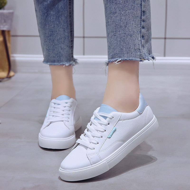 White Women's Sneakers - Flat Bottom Casual Shoes