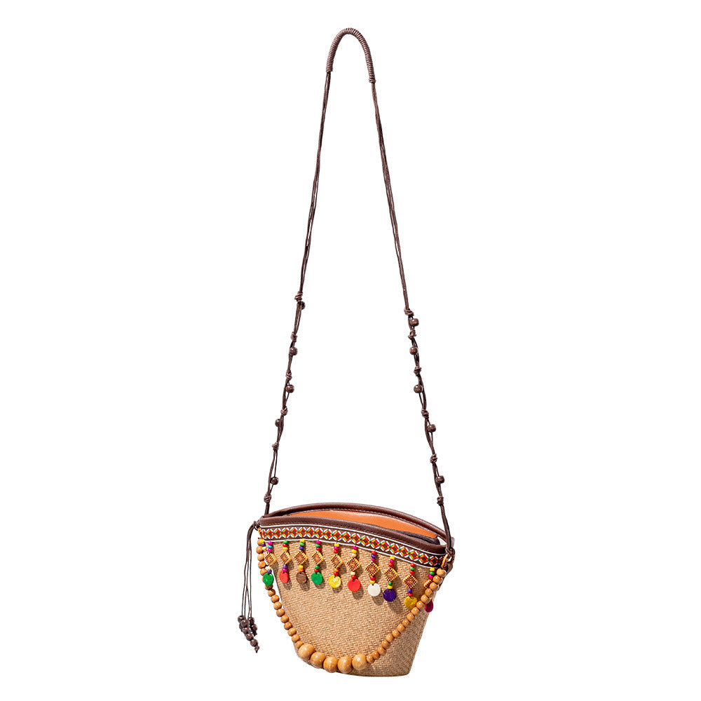 Holiday small straw bag, shoulder bag women's beach bag, small woven bag large capacity handbag hobo