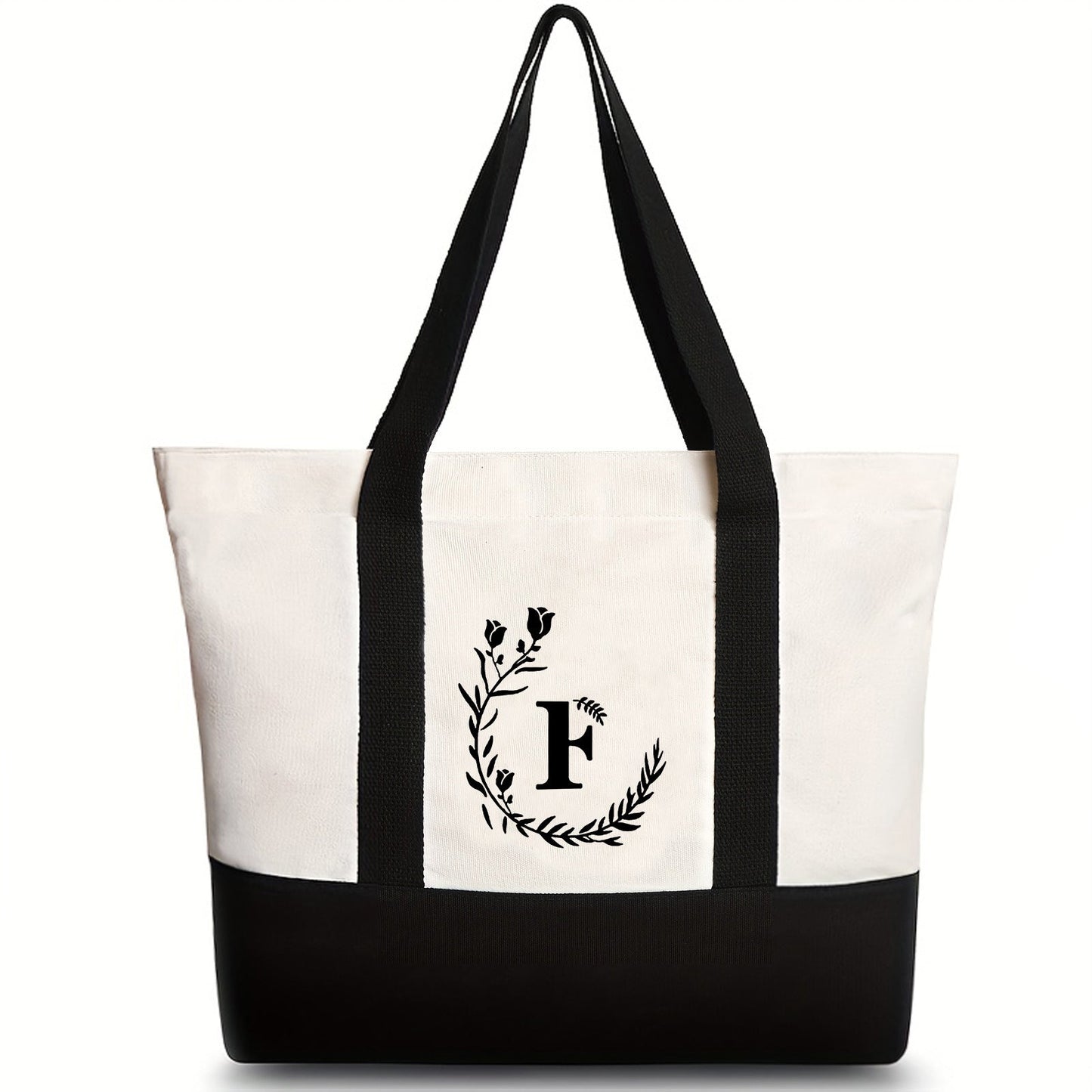 Canvas shoulder bag, large capacity letter print tote bag, women's fashion lightweight portable gift bag