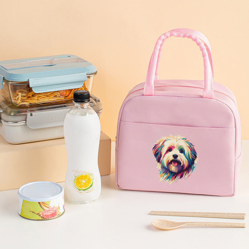 Letter pattern printed thermal insulation bag, lunch box bag, tote aluminum foil ice bag, lunch storage picnic bag, fresh-keeping bag