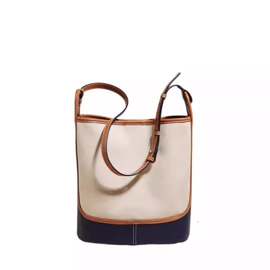 Stylish Denim Blue Canvas Bucket Bag - Women's Summer Designer Small Crossbody Shoulder Commuter Bag