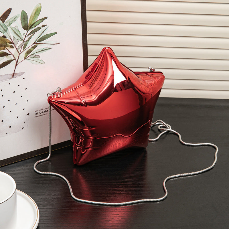 Silver Pentagram Chain evening Bag, Acrylic Mini Change, Key Lipstick Purse, Crossbody Prom Bag, Party Purse, Prom Bags Clutch, Wedding Purse