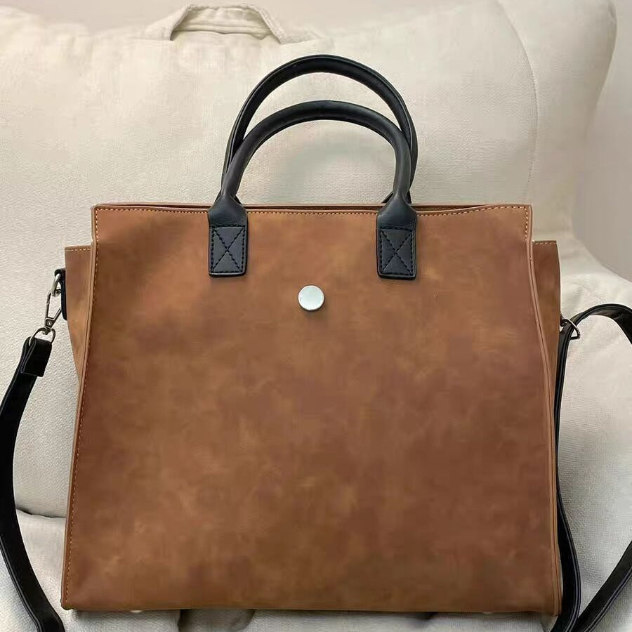 Large tote bag, matte suede tote bag, top handle bag, commuter shoulder bag