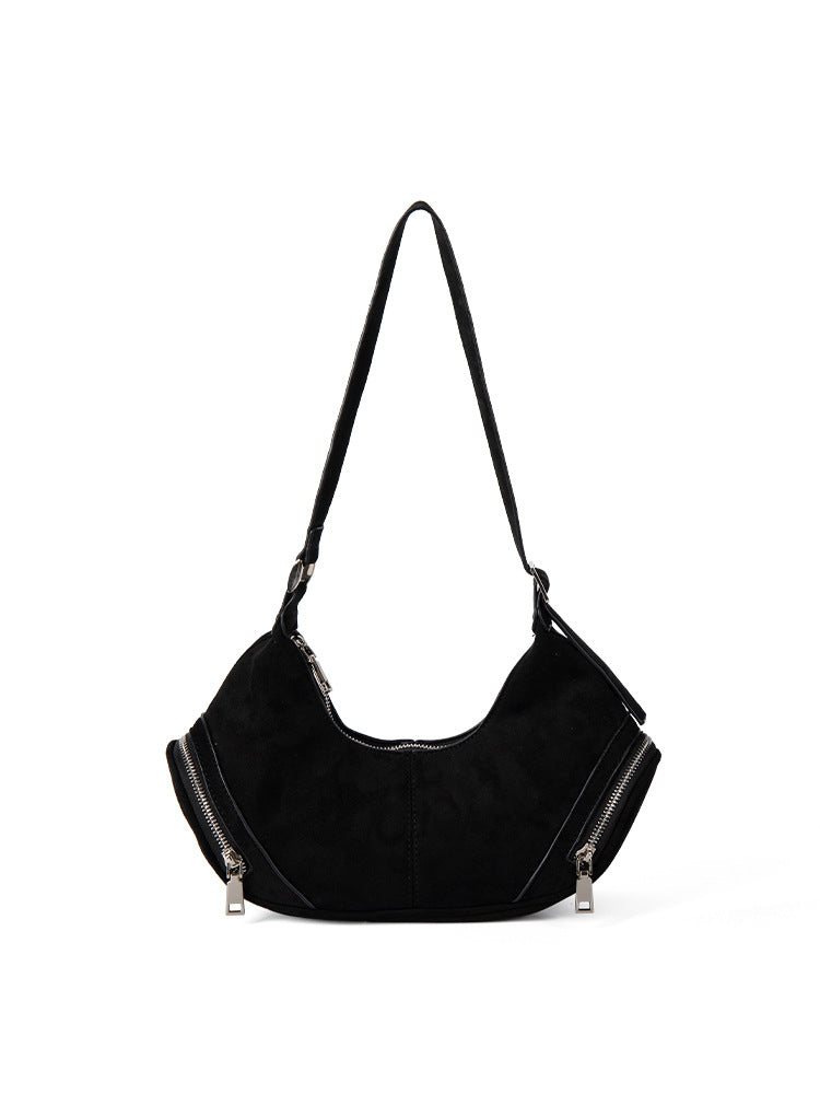 Large capacity suede shoulder bag, slouch bag, vintage casual bag hobo