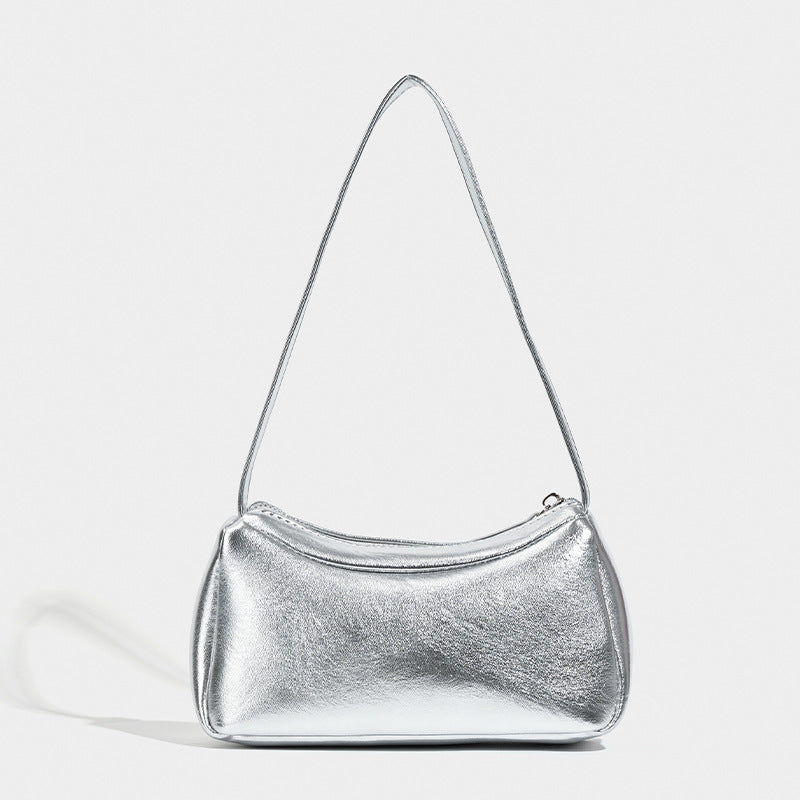 Silver small shoulder bag Design Underarm Bag, Bag Women's Summer Temperament Versatile Shoulder Bag  Hobo Handbag