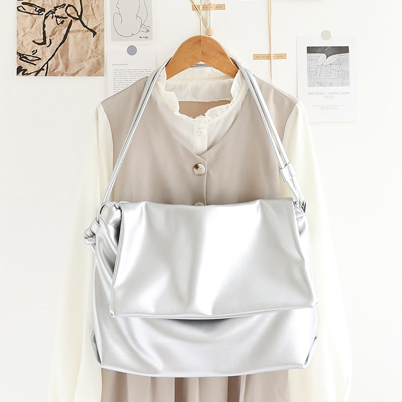 Casual One-Shoulder Messenger Bag – Retro-Textured Soft Leather Underarm Women's Bag, Versatile Flip-Top Portable Tote Bag