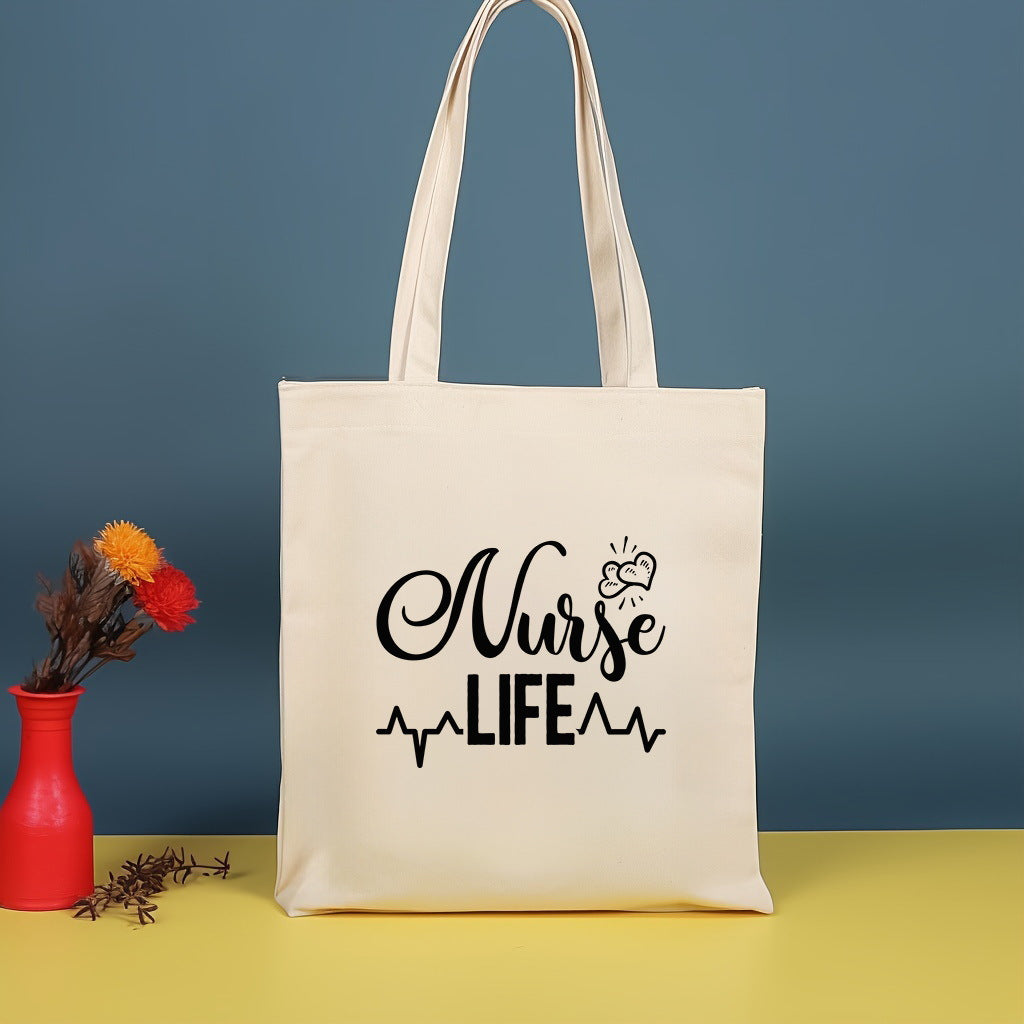 Canvas printed shoulder bag, fashionable and lightweight shopping bag, large-capacity cotton bag 2pcs hobo.