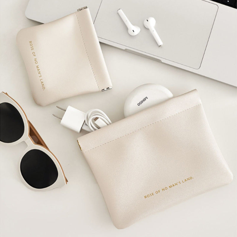 Automatic closing data cable, earphone portable storage bag, lipstick key, cosmetics portable small bag,