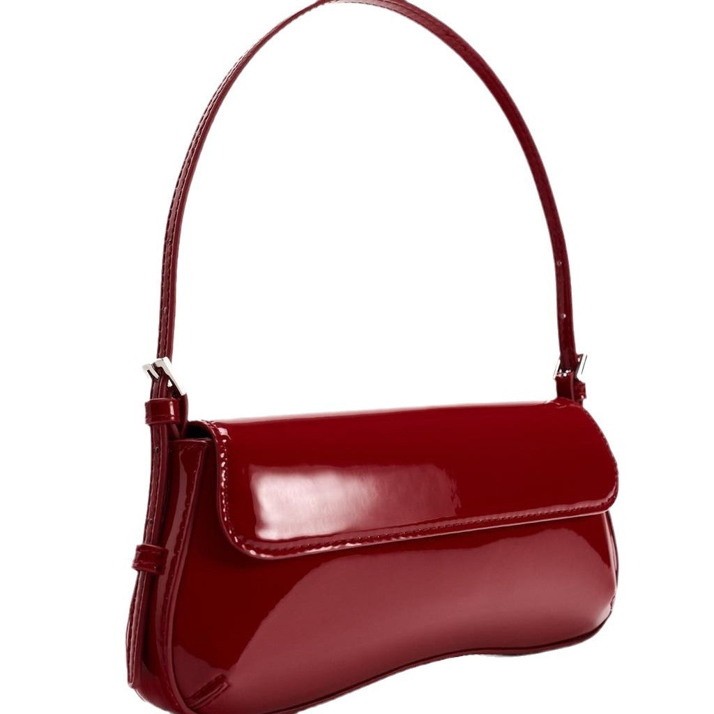 Elegant Red Baguette Armpit Bag - Must-Have Autumn Fashion Simple Commuter & Retro Shoulder Bag hobo