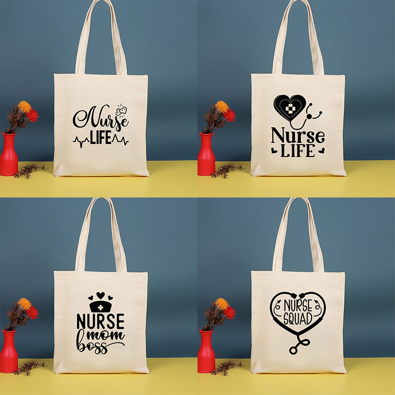 Canvas printed shoulder bag, fashionable and lightweight shopping bag, large-capacity cotton bag 2pcs hobo.