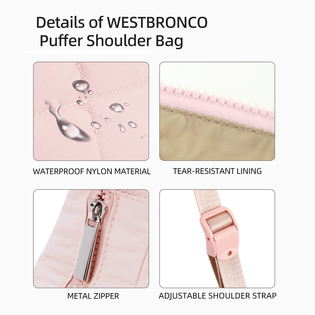 Nylon bag large capacity women's armpit bag, down bag versatile shoulder bag, solid color silk cotton handbag, puffer bag hobo