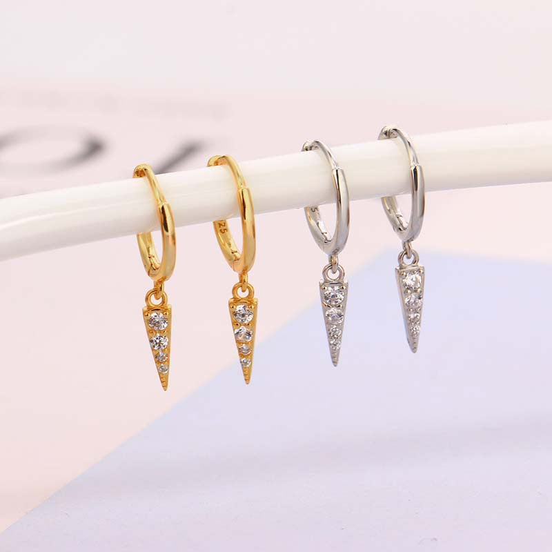 Flash Diamond Triangle Cone Earrings - Punk Style Women's Earrings