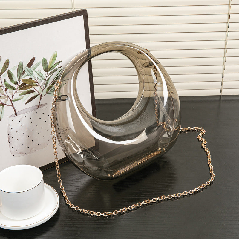 Elegant evening Bag – Gold and Silver Dinner Bag, Stylish Makeup Acrylic Bag, Perfect Prom Bag, Party Purse, and Wedding Clutch