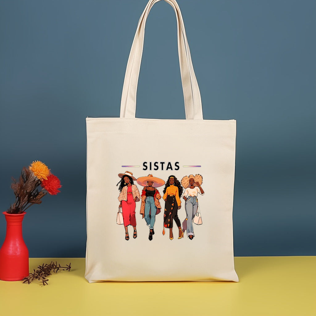 Canvas printed shoulder bag, fashionable and lightweight shopping bag, large-capacity cotton bag 2pcs hobo.