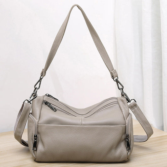 Elegant Genuine Leather Shoulder Bag – Stylish Crossbody & Underarm Mommy Bag hobo