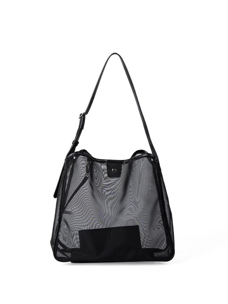 Mesh commuter tote bag, large capacity stylish hobo bag, fashionable versatile shoulder bag