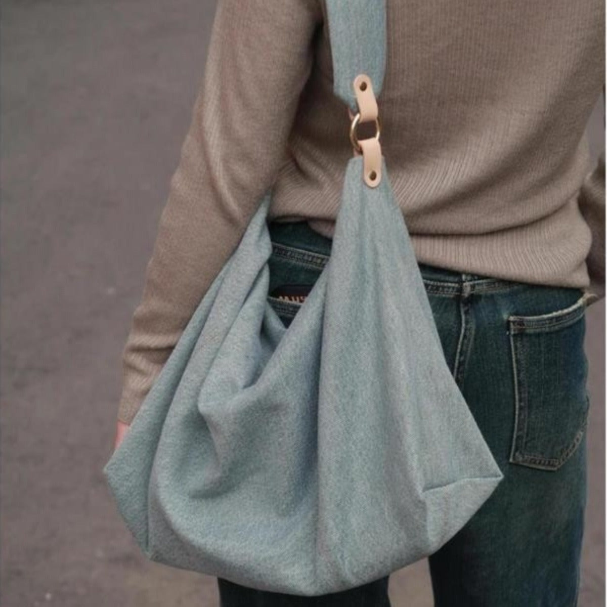 Slouchy purse, summer high capacity commuter shoulder bag, hobo bag denim, tote bag women