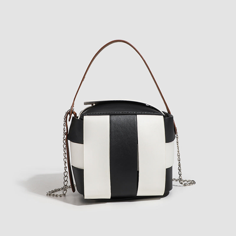 Fashion Contrasting Color PU Stylish Daily Commuter Bag - Simple Women's Shoulder Bag & Small Crossbody Tote