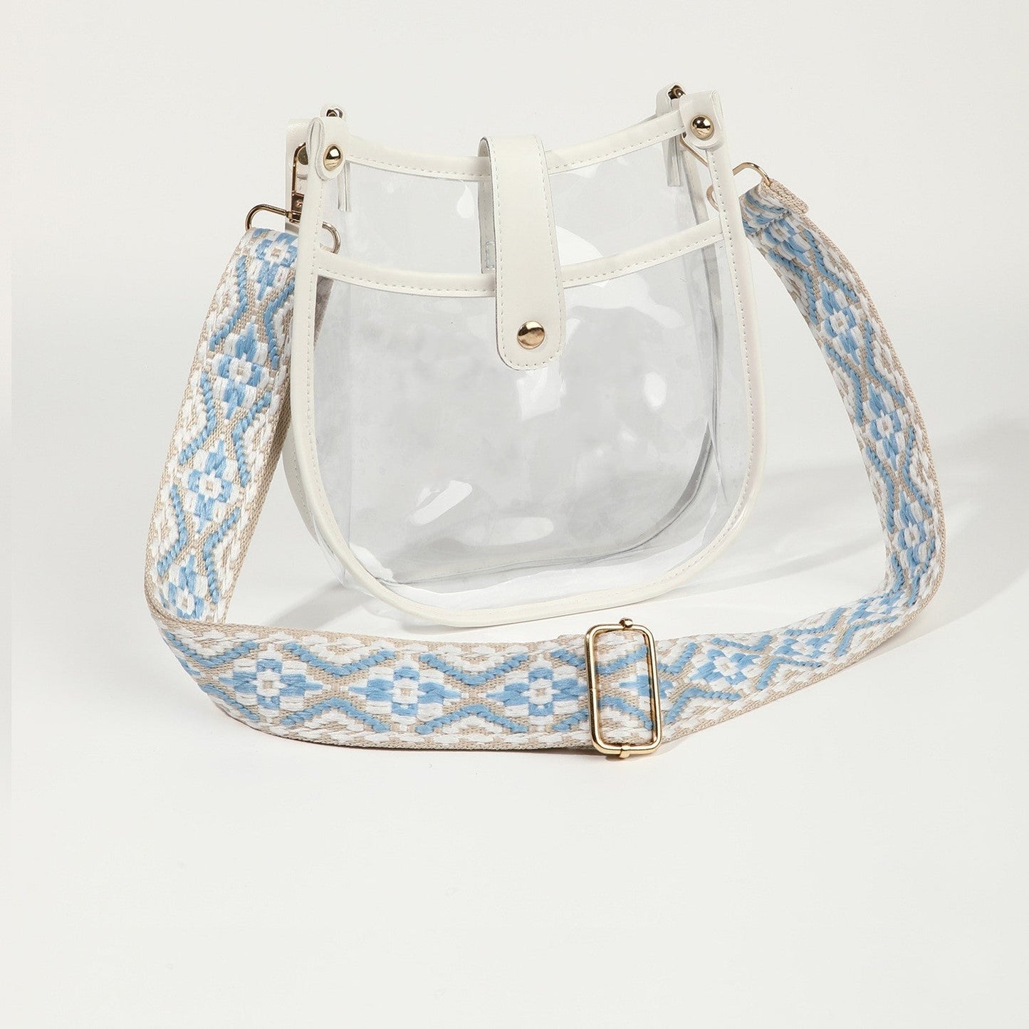 Women's bag large capacity transparent PVC crossbody bag, fashionable magnetic buckle single shoulder retro small crossbody