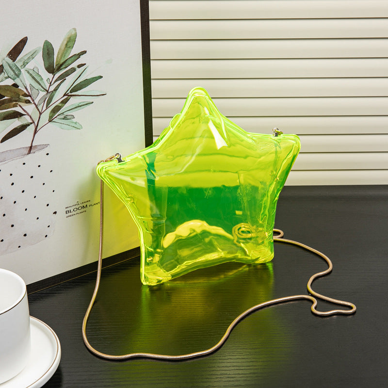 Silver Pentagram Chain evening Bag, Acrylic Mini Change, Key Lipstick Purse, Crossbody Prom Bag, Party Purse, Prom Bags Clutch, Wedding Purse