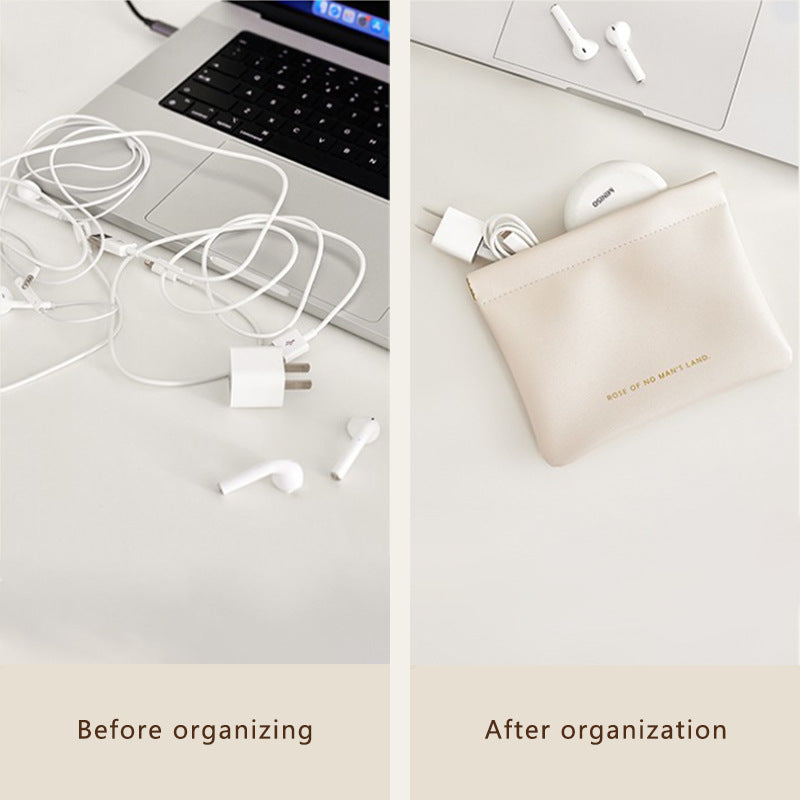 Automatic closing data cable, earphone portable storage bag, lipstick key, cosmetics portable small bag,