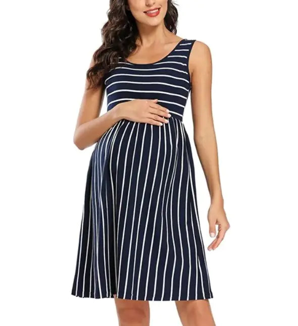 Striped Maternity Dress - # BAGE211510118-PRG