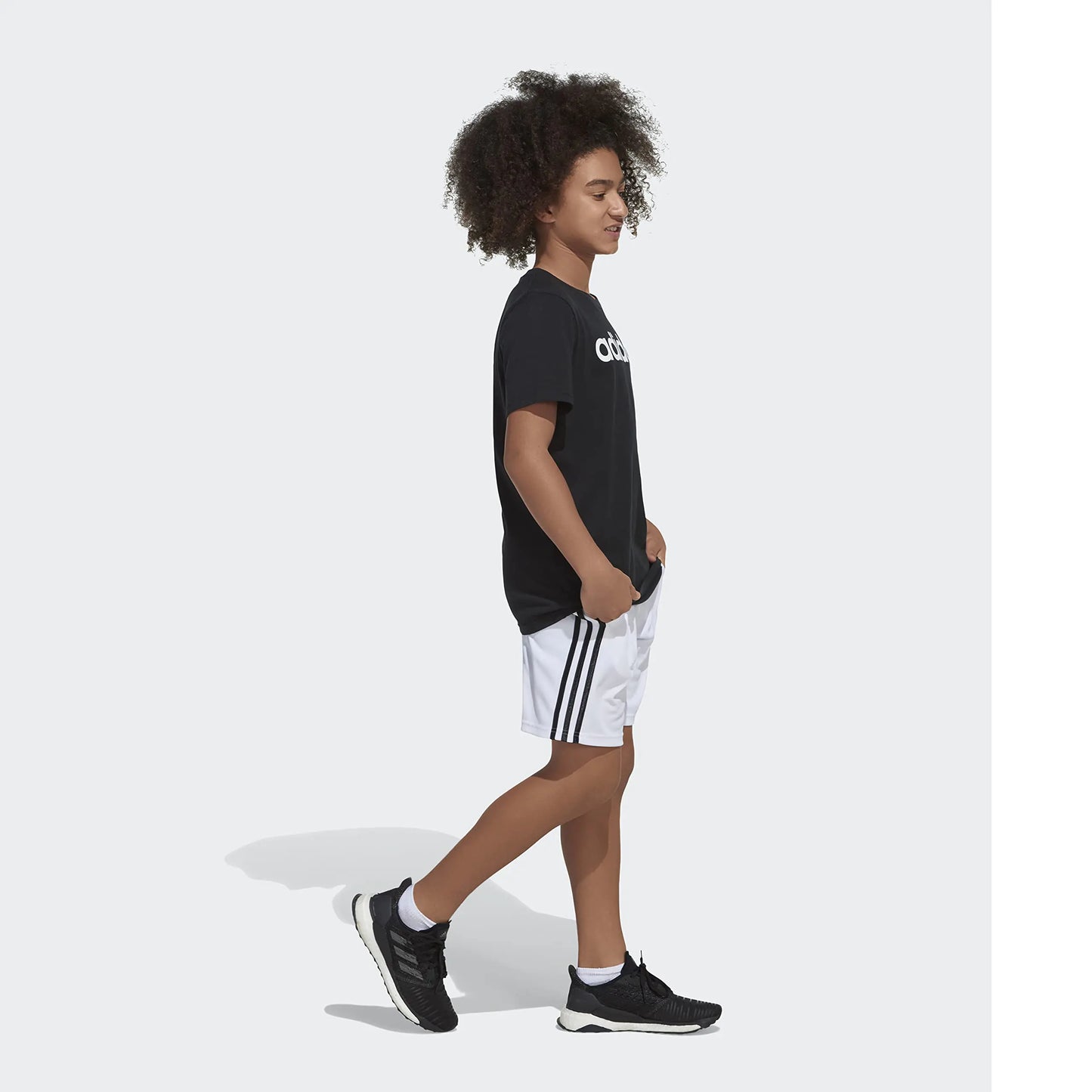 adidas boys Classic 3-stripes Shorts 7 White - # BOAA11610001
